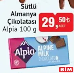 ALPİA SÜTLÜ ALMANYA ÇİKOLATASI 100 G ALPİA SÜTLÜ ALMANYA ÇİKOLATASI 100 G